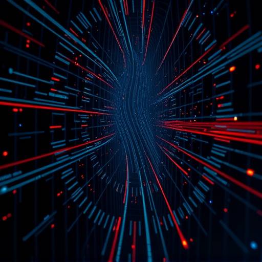 Abstract representation of digital data streams and cyber threats