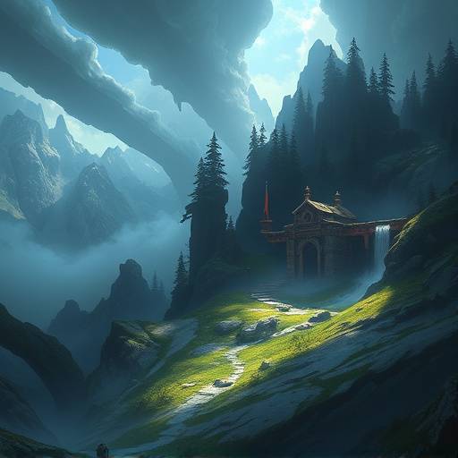 Concept art for an upcoming video game with fantastical elements.