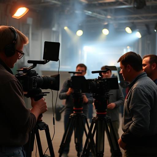 Filmmakers on a movie set.
