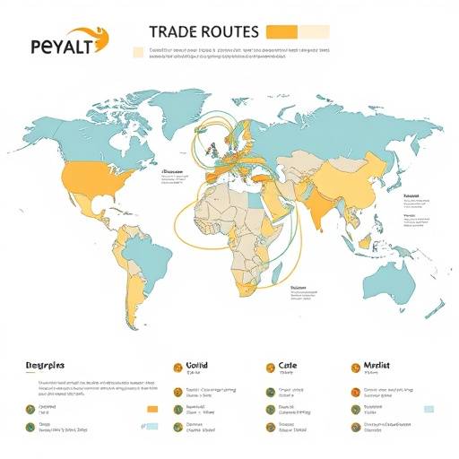 Map showing global trade routes