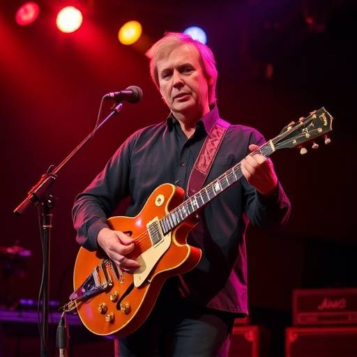 Musician Leo Vance performing live on stage with a guitar.