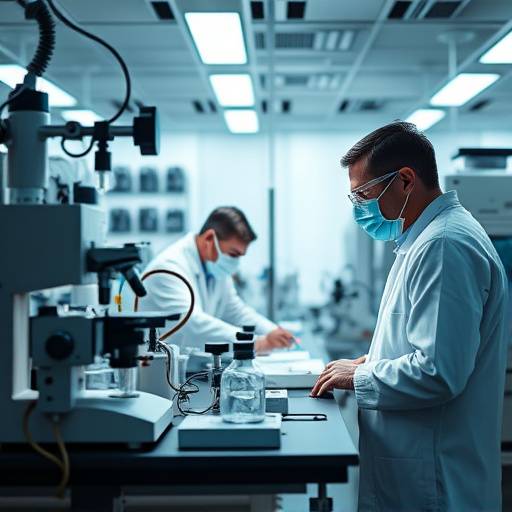 Scientific research facility with scientists working